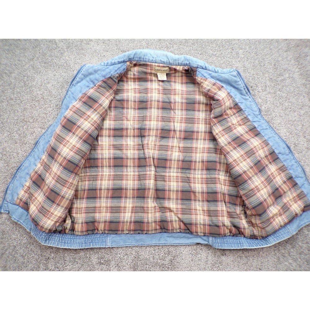 Scandia Woods Vest Mens 2XL Blue Denim Plaid Lined Utility Zip Pockets Workwear - Picture 6 of 9